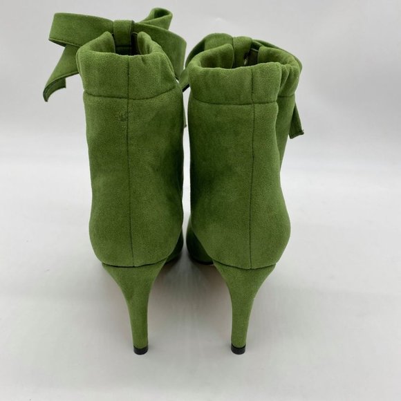 Green Closed Point Toe Boots Comfort Pleated Zippe - Picture 5 of 10